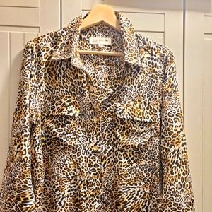 Leopard Print Button Front Blouse Size:M